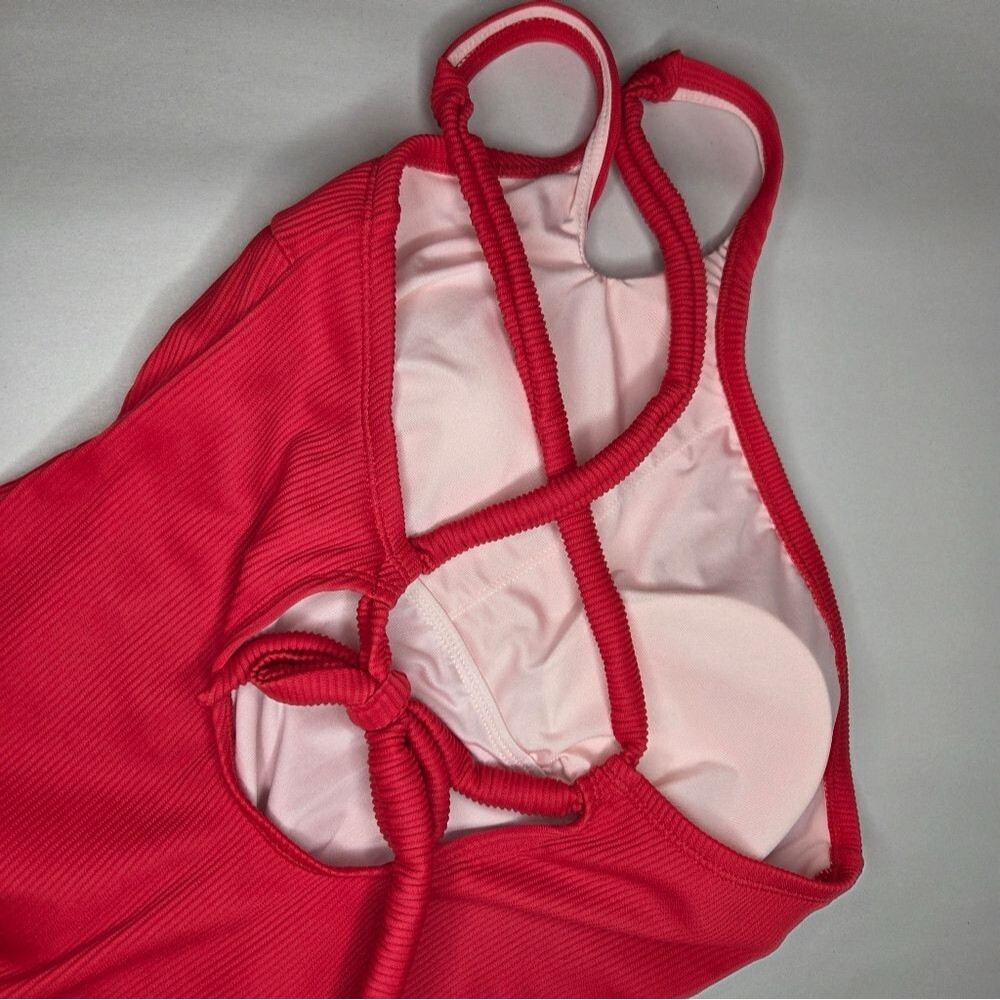 NWT Cupshe True Red Strappy One Shoulder One Piece Size L - Picture 5 of 7